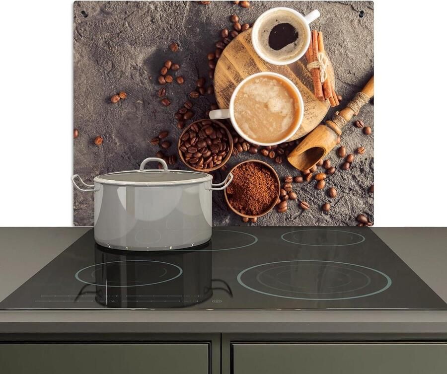 Keuken Spatscherm Kookplaat Beschermer Keuken Beschermen 2-in-1 Functie 52x71 cm Koffie Beton