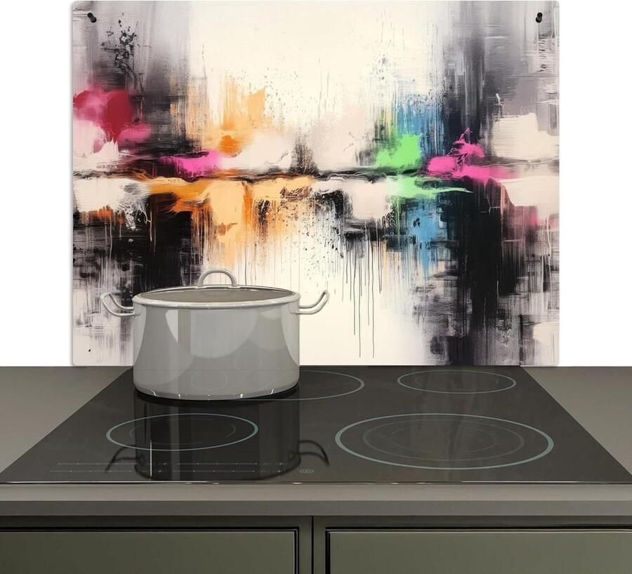 Keuken Spatscherm Kookplaat Beschermer Keuken Wand Beschermen 2-in-1 Functie 52x80 cm Abstract