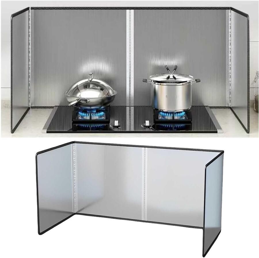 Keuken Spatscherm Kookplaat Beschermer Vetvrije Muren Opvouwbaar Ontwerp 30x80x40cm Zilver