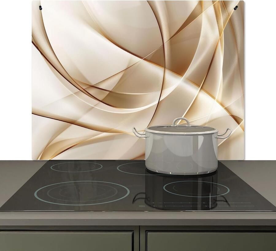 Keuken Spatwand Achterwand Beschermer Kookplaat Beveiligen Hittebestendig Aluminium 52x80 cm Goud Abstract