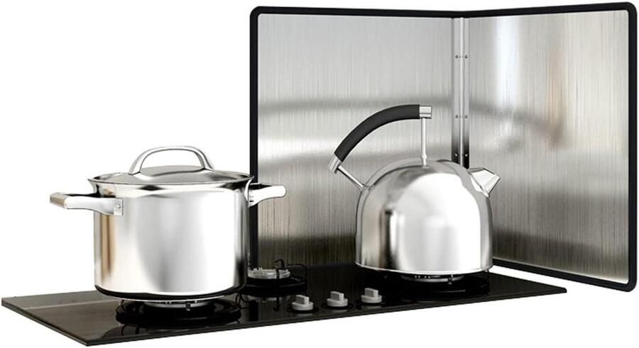 Keuken Spatscherm Olie Beschermer Koken Braden Opvouwbaar Ontwerp Roestvrij Staal Zilver