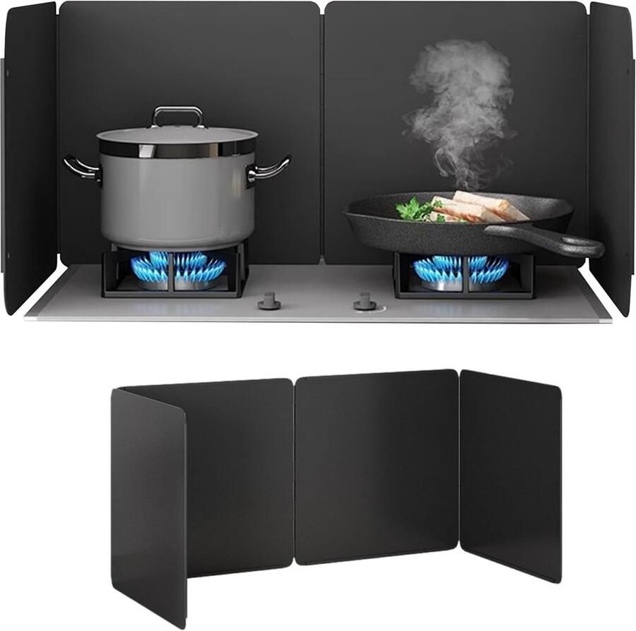 Keuken Spatscherm Oliebestendig Schild Koken Beschermen Opvouwbaar Ontwerp 60x45x90cm Zwart