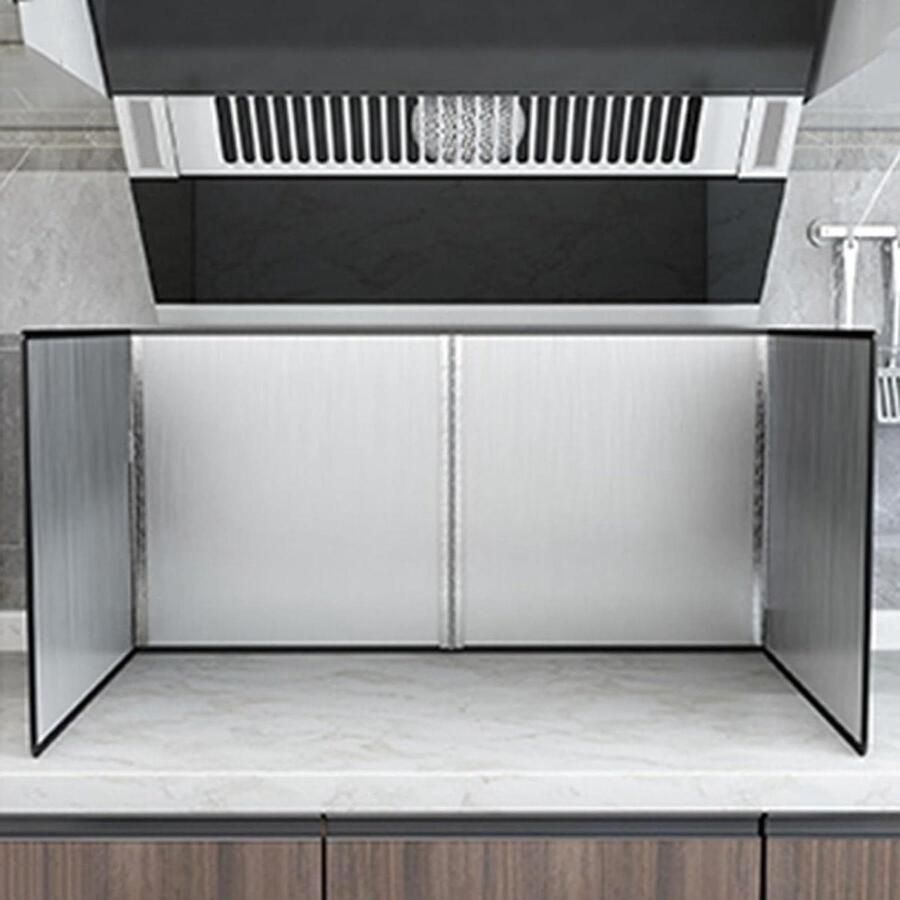 Keuken Spatscherm Opvouwbaar Scherm Koken Zonder Knoei Verdikt Roestvrij Staal 30 x 80 x 40cm Zilverkleurig