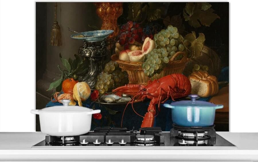 Keuken Spatscherm Spatwand Achterwand Bescherming Kookplaat Hittebestendig Aluminium 100x65 cm Veelkleurig
