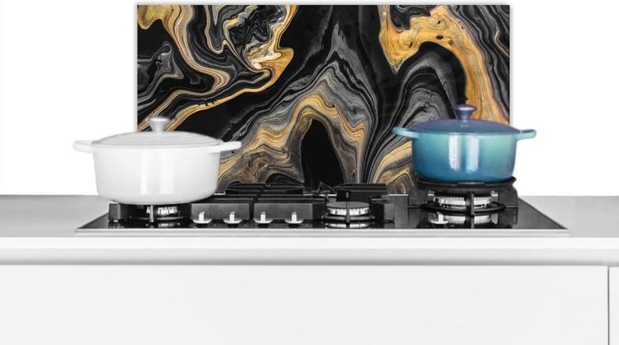 Keuken Spatscherm Spatwand Achterwand Kookplaat Beschermen Makkelijk Schoon 70x30 cm Marmer Goud