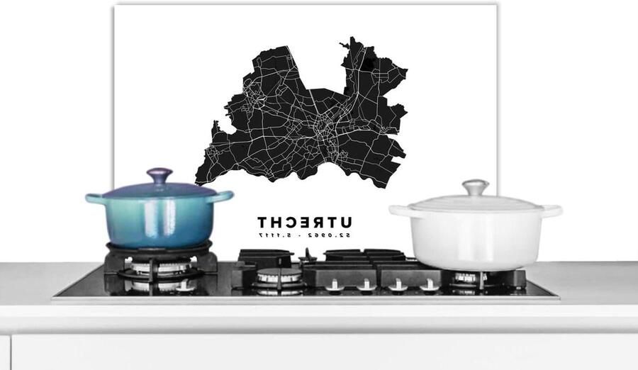 Keuken Spatscherm Spatwand Achterwand Kookplaat Beschermen Wegenkaart Utrecht 70x50 cm Veelkleurig