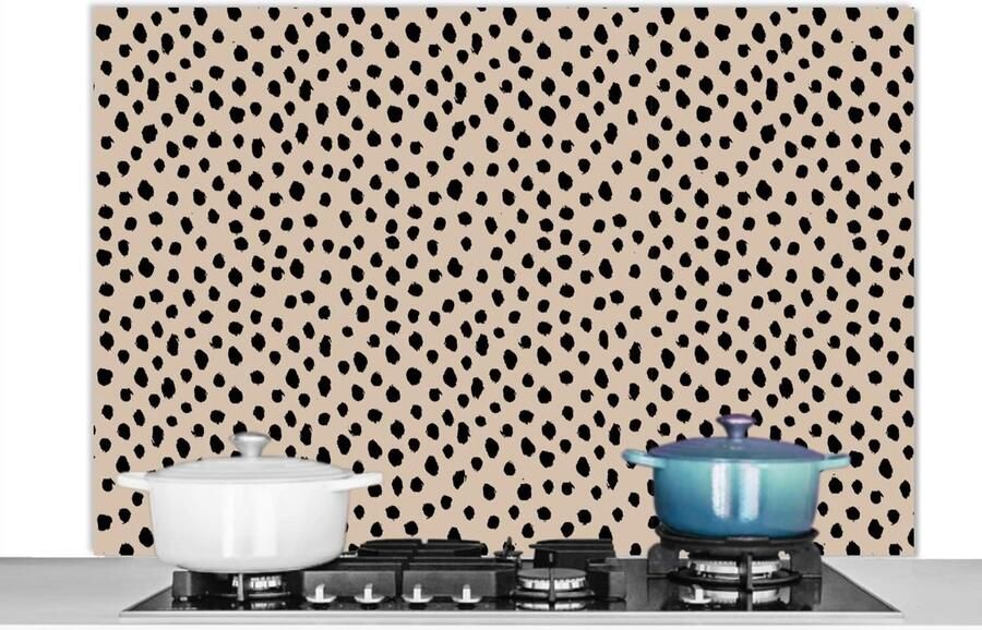 Keuken Spatscherm Spatwand Keuken Koken Beschermen Hittebestendig Materiaal 120x80 cm Beige Stippen