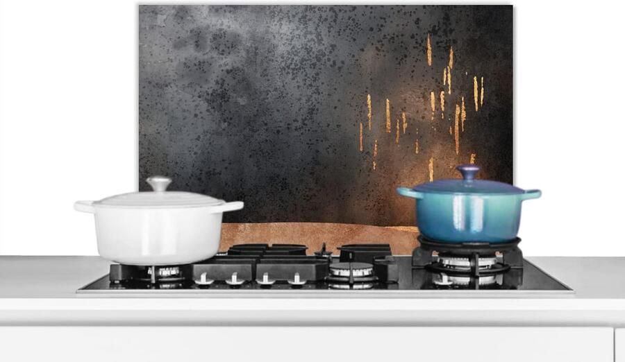 Keuken Spatscherm Spatwand Keuken Kookplaat Beschermen Abstract Gouden Design 70x50 cm Veelkleurig