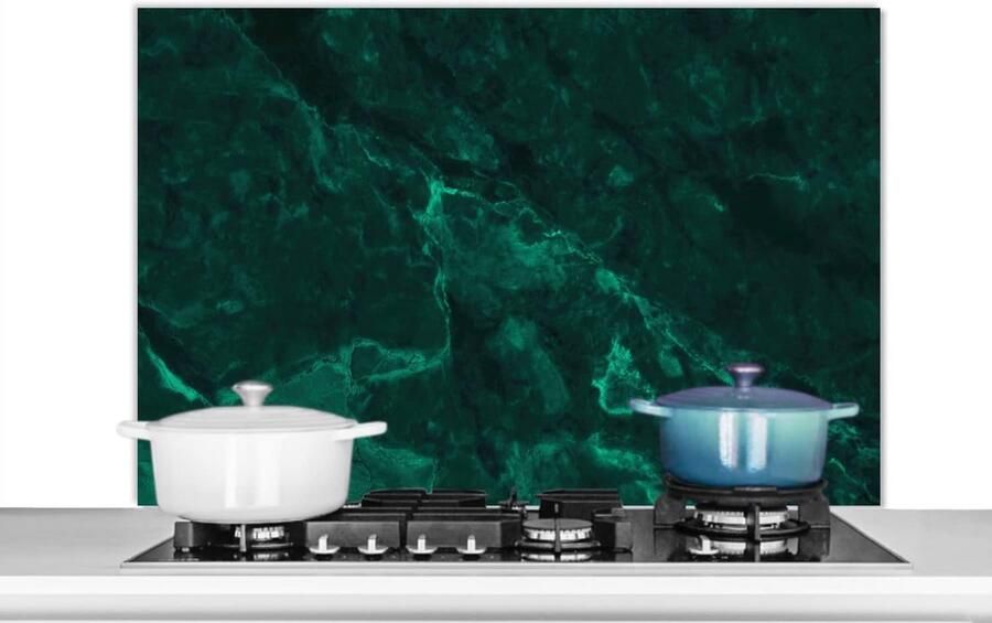 Keuken Spatscherm Spatwand Keuken Kookplaat Beschermen Makkelijk Schoon 100x65 cm Marmer Groen