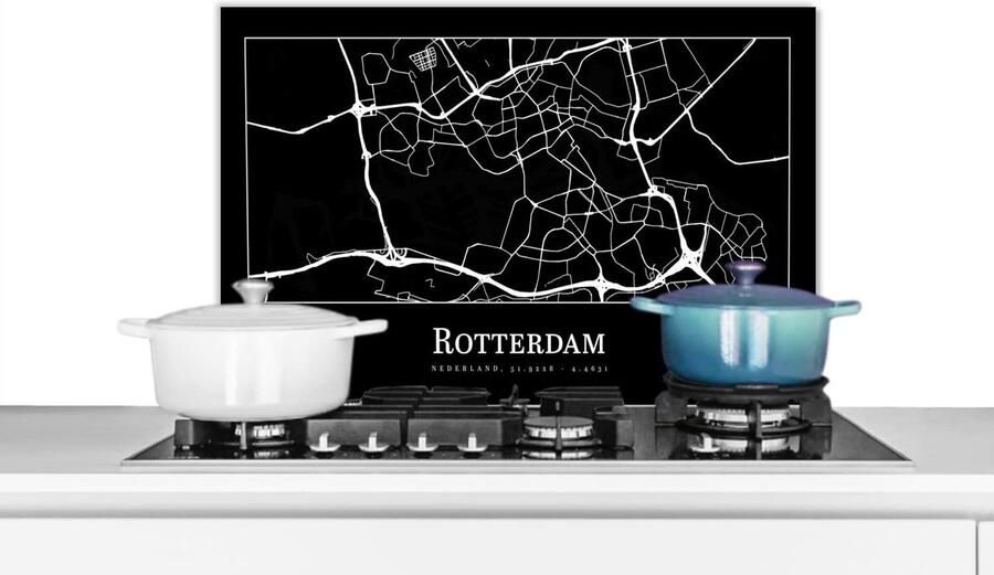 Keuken Spatscherm Spatwand Keukenpaneel Kookplaat Beschermen Stadskaart Rotterdam 70x50 cm Veelkleurig