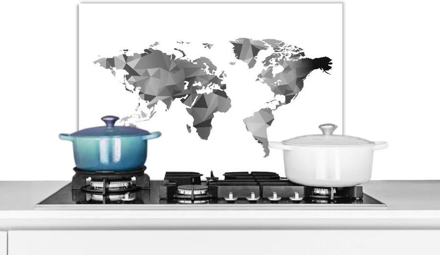 Keuken Spatscherm Spatwand Keukenpaneel Kookplaat Beschermen Wereldkaart Design 70x50 cm Veelkleurig