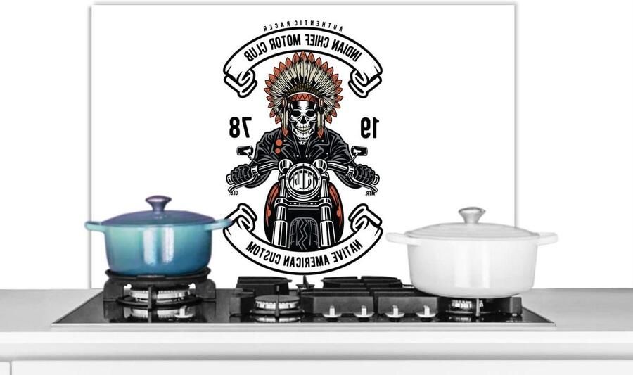 Keuken Spatscherm Spatwand Kookplaat Beschermen Unieke Vintage Print 80x55 cm Veelkleurig