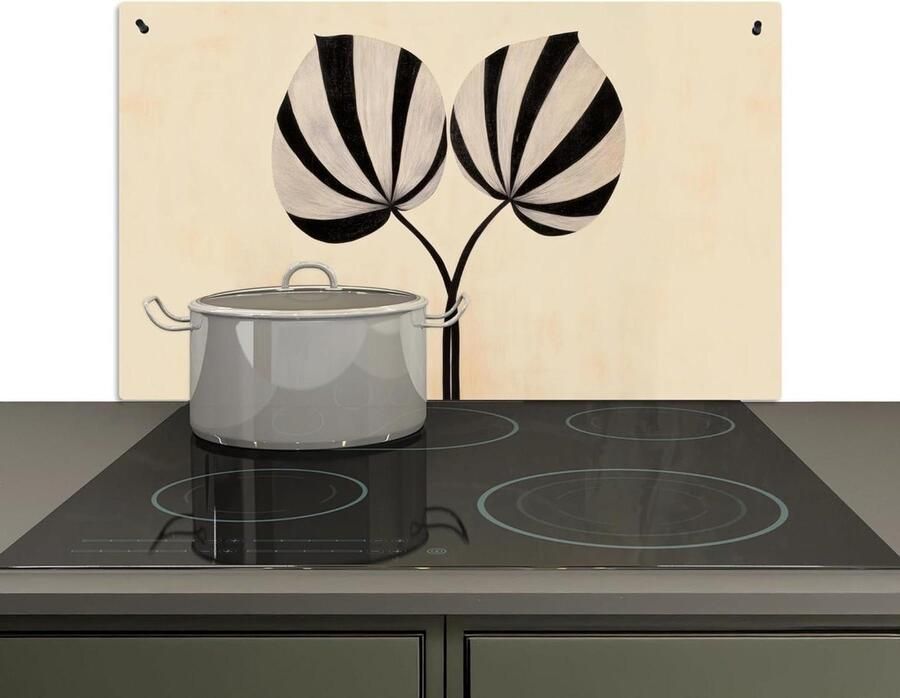 Keuken Spatscherm Spatwand Kookplaat Bescherming Keukenwand 2-in-1 Functie 52x85 cm Beige Bladeren
