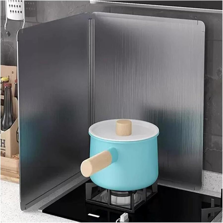 Keuken Spatscherm Vet Afscherming Koken Beschermen RVS Materiaal Compact Ontwerp Zilverkleurig