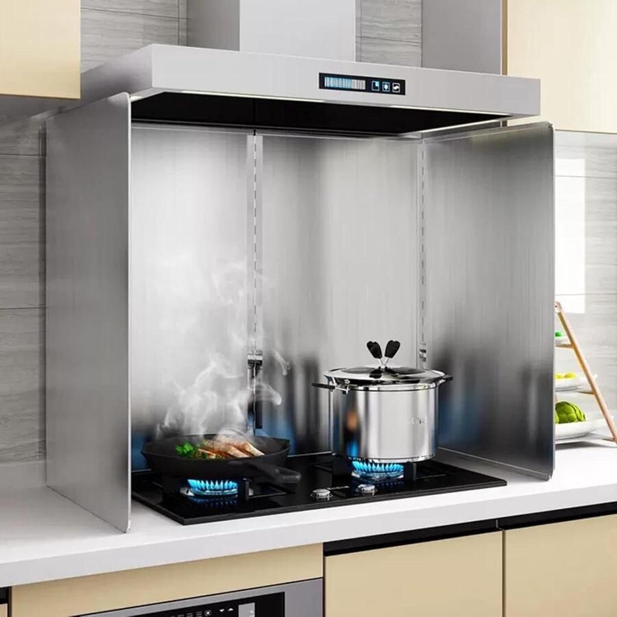 Keuken Spatscherm Vetvanger Schoon Koken Opvouwbaar Ontwerp 3300 Gram Zilverkleurig