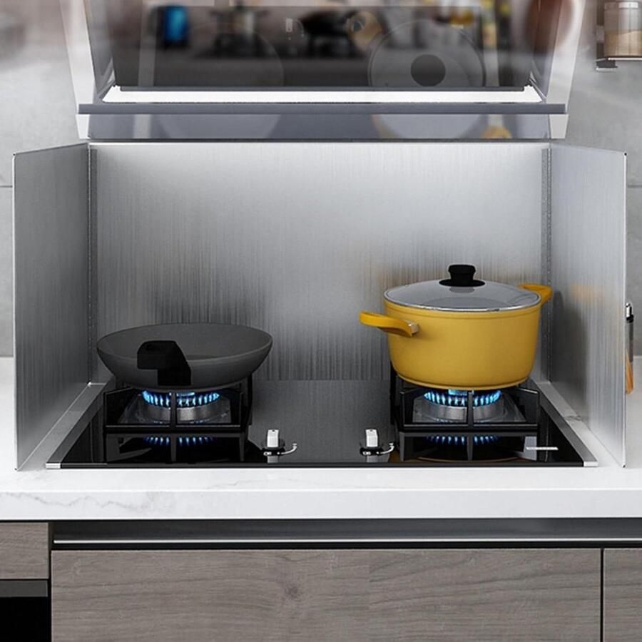 Keuken Spatscherm Vetvanger Voorraad Koken Beschermen Opvouwbaar Ontwerp 4.1 kg Zilver
