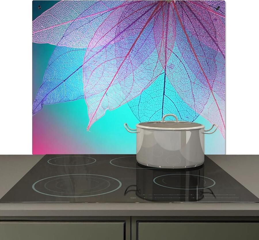 Keuken Spatscherm Wand Beschermer Kookplaat Afscherming Hittebestendig Aluminium 52x60 cm Abstract Kleurrijk