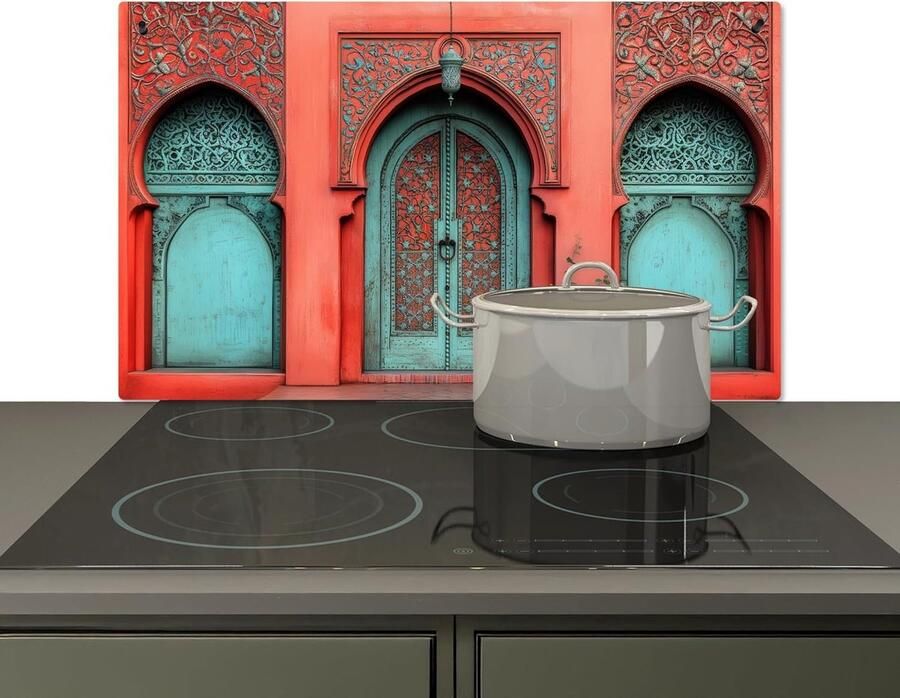 Keuken Spatscherm Wand Beschermer Kookplaat Afscherming Hittebestendig Aluminium 52x90 cm Turquoise Lantaarn
