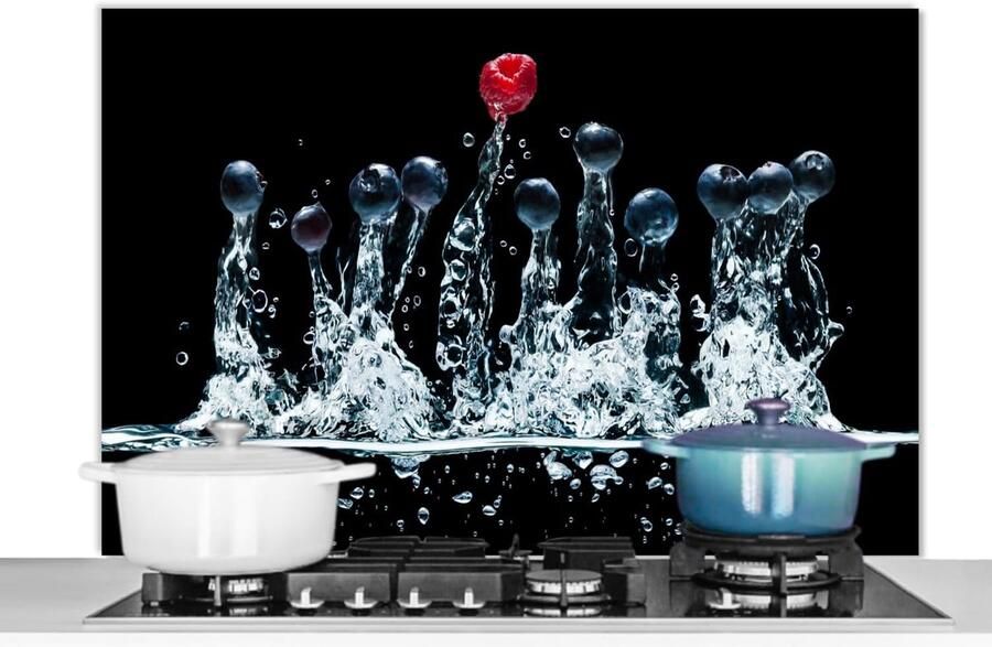 Keuken Spatscherm Wandbeschermer Achterwand Koken Beschermen Unieke Fotoprint 100x65 cm Zwart Bessen
