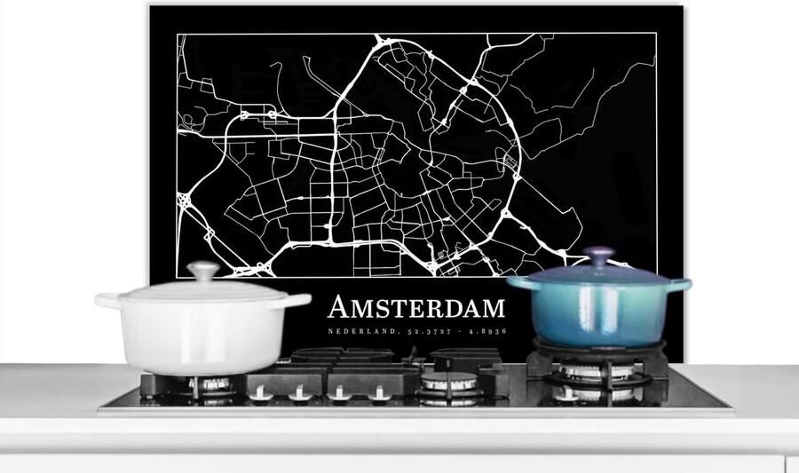 Keuken Spatscherm Wandbeschermer Achterwand Kookplaat Beschermen Hittebestendig Materiaal 80x55 cm Veelkleurig Stadskaart