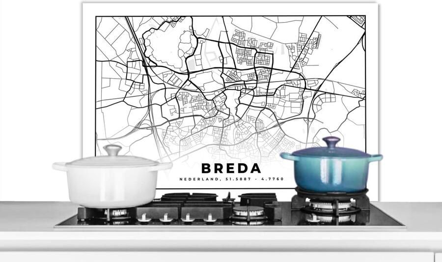 Keuken Spatscherm Wandbeschermer Kookplaat Beschermen Stadskaart Design 90x60 cm Veelkleurig