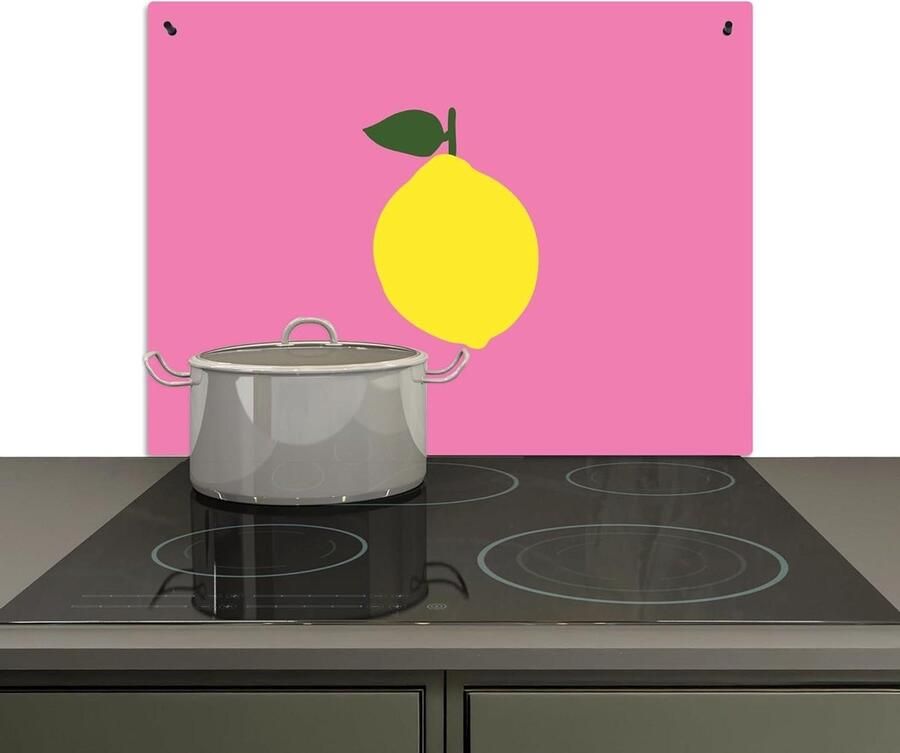 Keuken Spatscherm Wandbeschermer Kookplaat Hygiënisch Werken 2-In-1 Functie 59x77 cm Citroen Geel