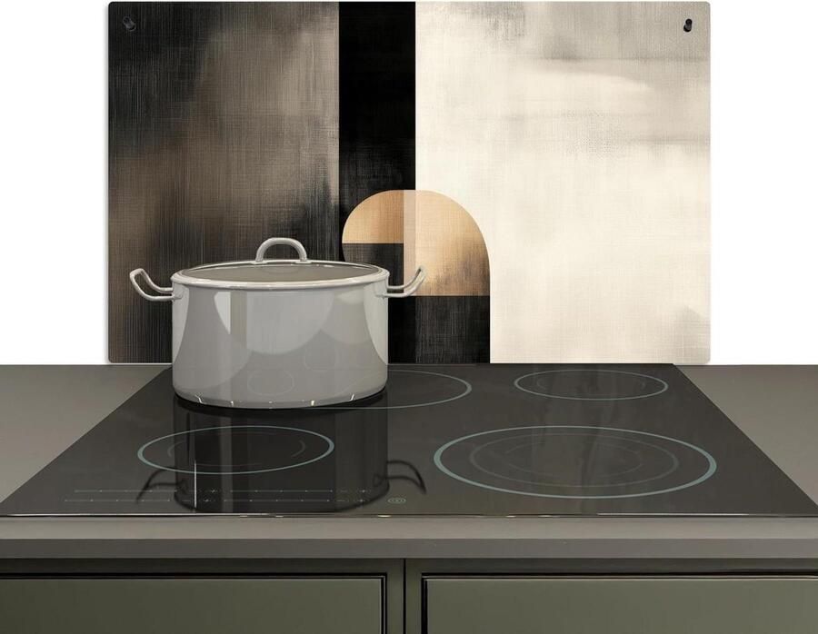 Keuken Spatscherm Wandbeschermer Kookplaat Wand Beschermen 2-in-1 Functie 51.5x83cm Zwart