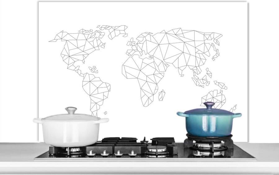 Keuken Spatscherm Wandbescherming Schoon Koken Dibond Aluminium 100x65 cm Zwart Wit