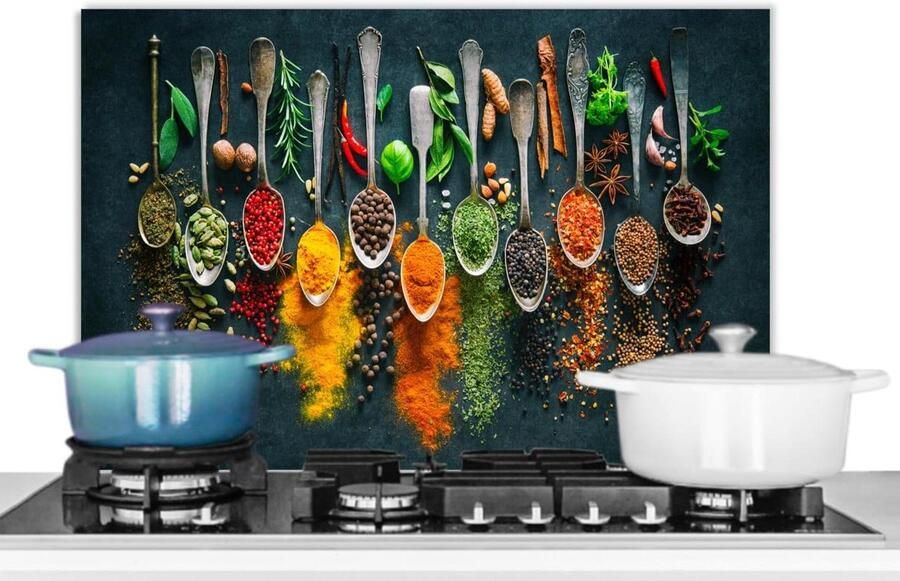 Keuken Spatscherm Wandpaneel Achterwand Koken Beschermen Unieke Foto Print 70x50cm Kruiden Spices