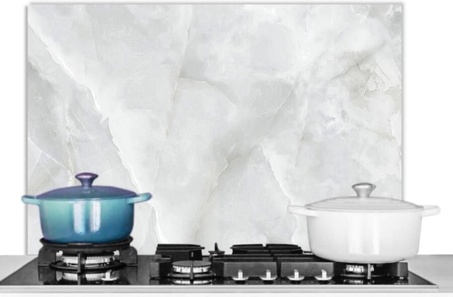 Keuken Spatscherm Wandpaneel Achterwand Koken Beschermen Unieke Fotoprint 90x60cm Marmer Wit