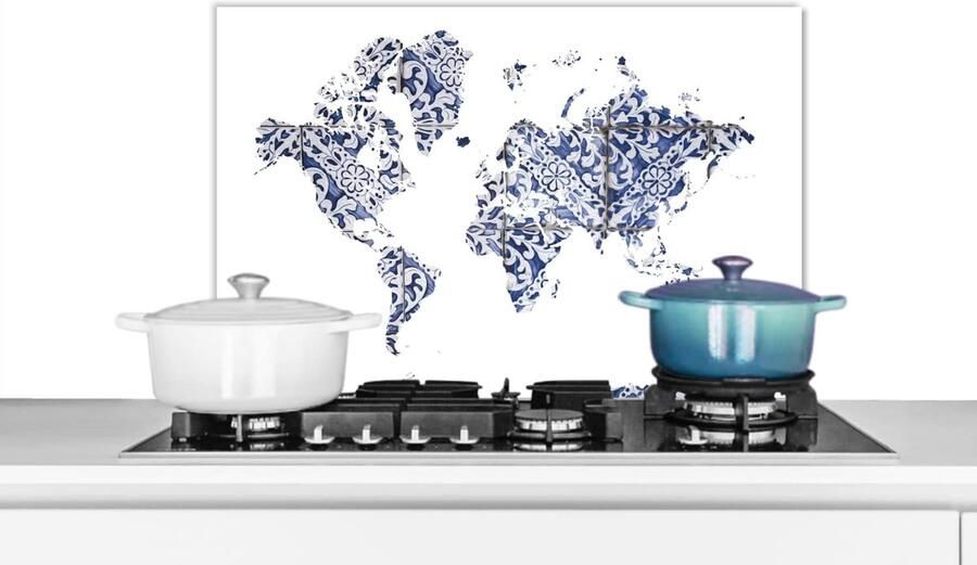 Keuken Spatscherm Wandpaneel Achterwand Kookplaat Beschermen Delfts Blauw Design 60x40 cm Veelkleurig Wit