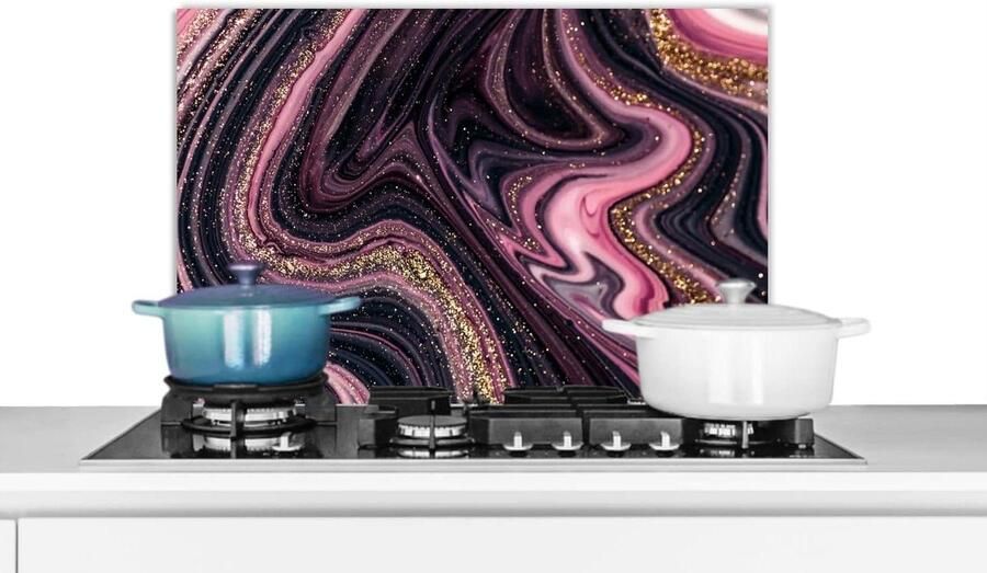 Keuken Spatscherm Wandpaneel Achterwand Kookplaat Beschermen Luxe Marmerlook 60x40 cm Veelkleurig