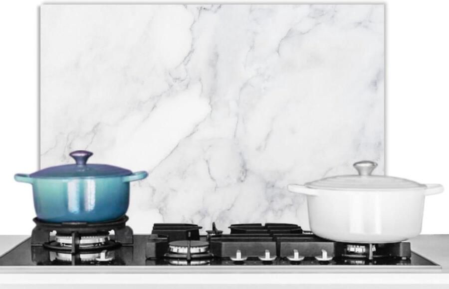 Keuken Spatscherm Wandpaneel Beschermer Koken Beschermen Luxe Marmerlook 70x50cm Wit Grijs