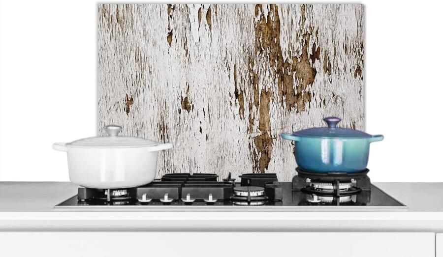 Keuken Spatscherm Wandpaneel Bescherming Kookplaat Hittebestendig Aluminium 60x40 cm Rustiek Hout
