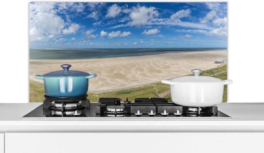 Keukenscherm Spatwand Keuken Bescherming Kookplaat Luxe Aluminium 100x50 cm Zandkleurig