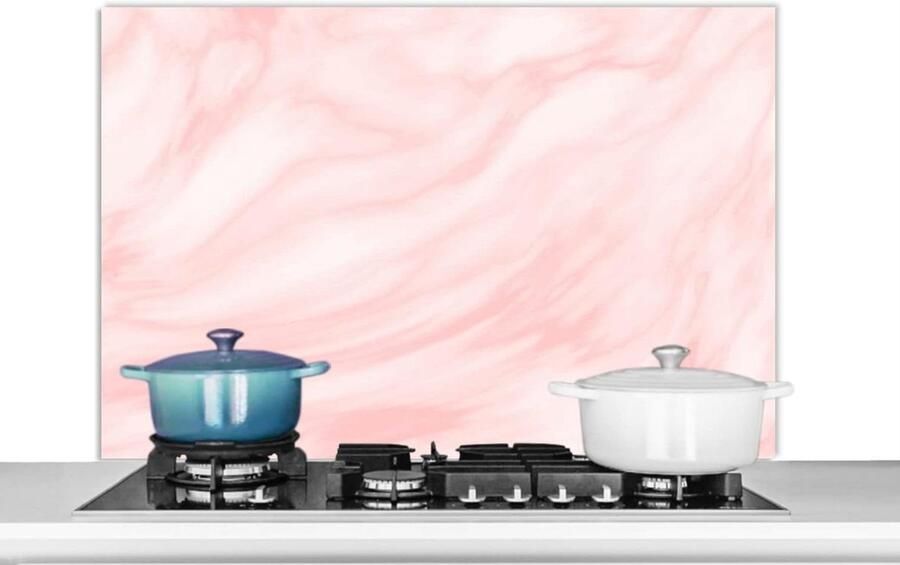 Keuken Spatscherm Wandpaneel Koken Beschermen Luxe Marmerlook 100x65 cm Marmer Wit Roze