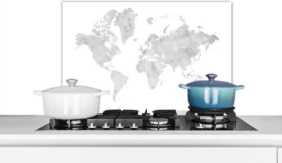 Keuken Spatscherm Wandpaneel Kookplaat Beschermen Luxe Aluminium 70x50 cm Marmer Grijs