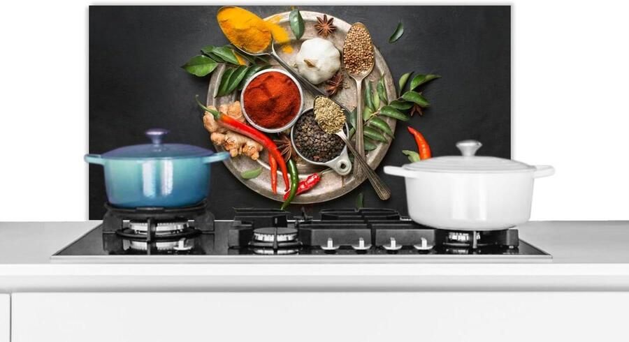 Keuken Spatscherm Wandpaneel Kookplaat Beschermen Luxe Aluminium 80x40 cm Zwart