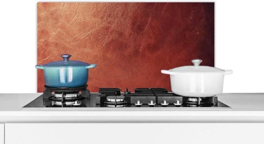 Keuken Spatscherm Wandpaneel Kookplaat Beschermen Luxe Lederlook 90x45 cm Bruin