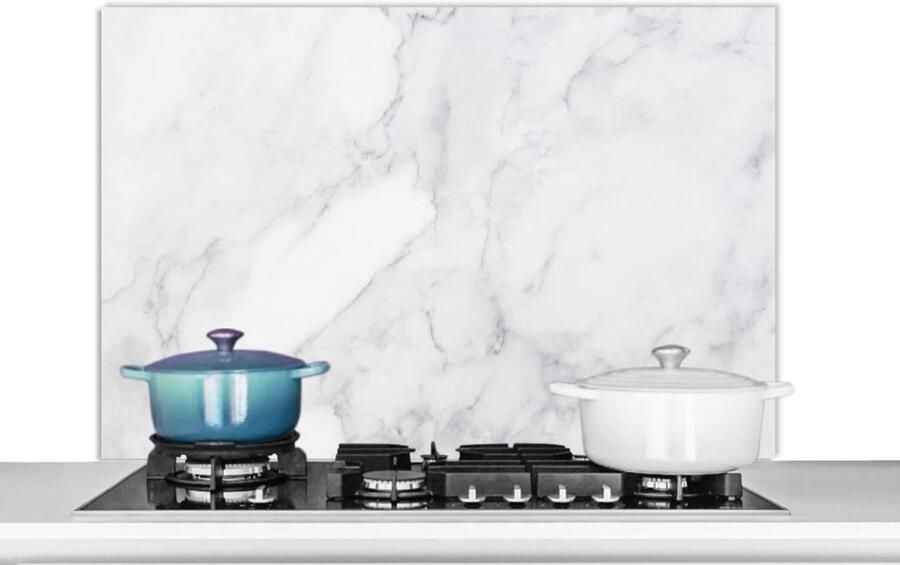 Keuken Spatscherm Wandpaneel Kookplaat Beschermen Luxe Marmerlook 100x65 cm Wit Grijs