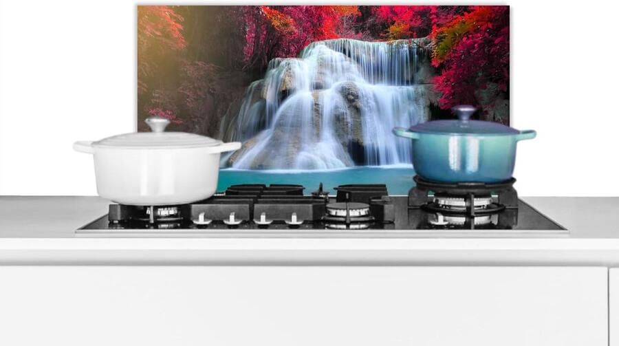 Keuken Spatscherm Wandpaneel Kookplaat Beschermen Waterdicht Hittebestendig 70x30 cm Rood Landschap