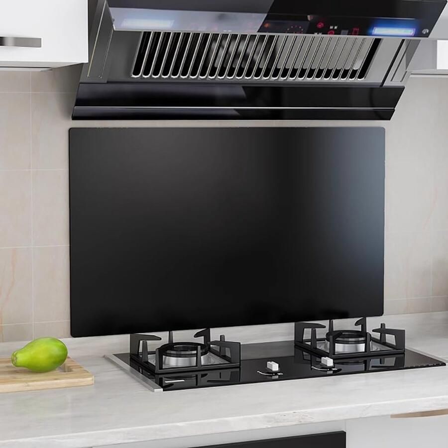 Keuken Spatscherm Warmte Isolatie Koken Beschermen Roestvrij Staal 60x90cm 1.5mm Zwart