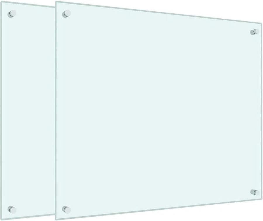 Keuken Spatschermen Spatplaat Glas Bescherming Kookplaat Gehard Glas 70x60 cm Wit
