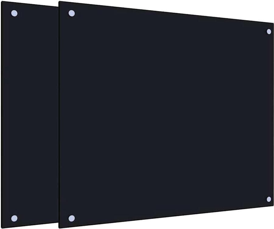 Keuken Spatschermen Spatplaat Set Kookplaat Bescherming Gehard Glas 70x60 cm Zwart