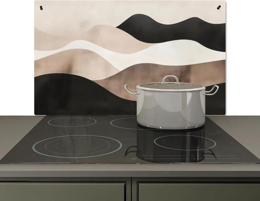 Keuken Spatwand Achterwand Beschermer Fornuis Koken Hittebestendig Aluminium 52x90 cm Abstract Landschap
