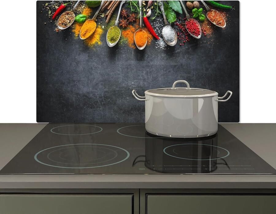 Keuken Spatwand Achterwand Beschermer Kookplaat Beschermen Hittebestendig Aluminium 52x90 cm Beton Kruiden