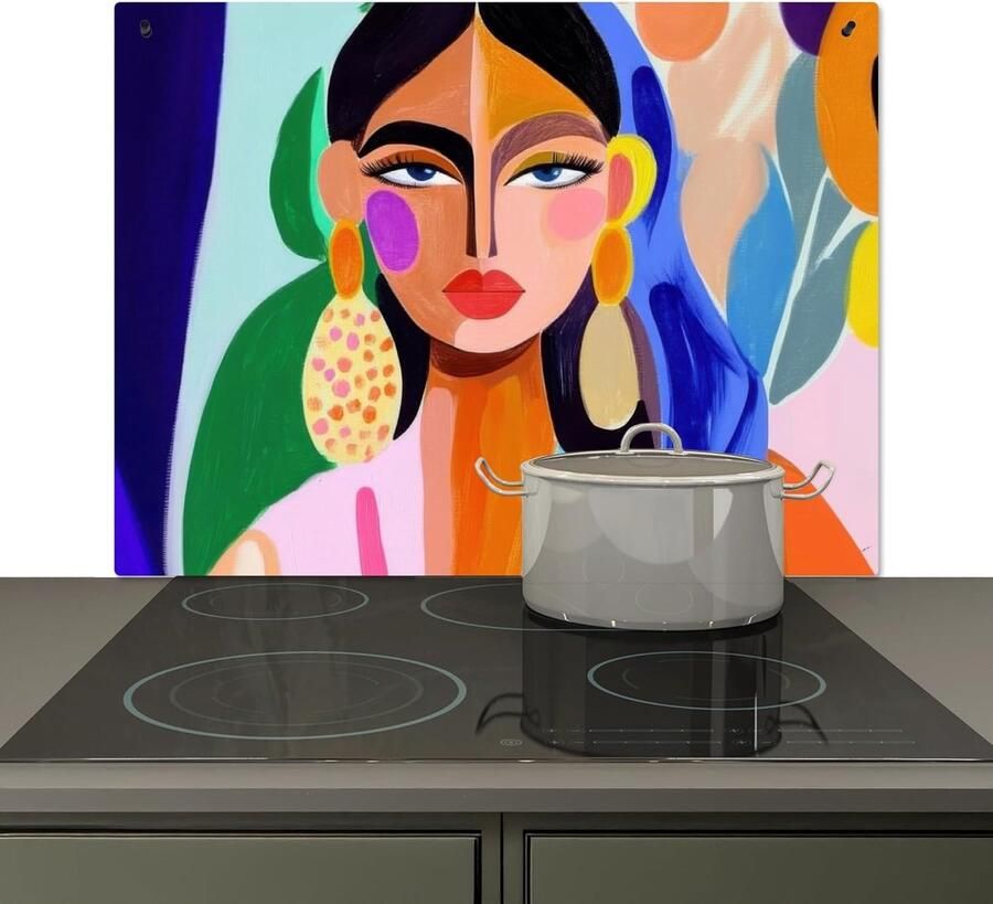 Keuken Spatwand Achterwand Beschermer Kookplaat Beveiligen Hittebestendig Aluminium 52x80 cm Modern Portret