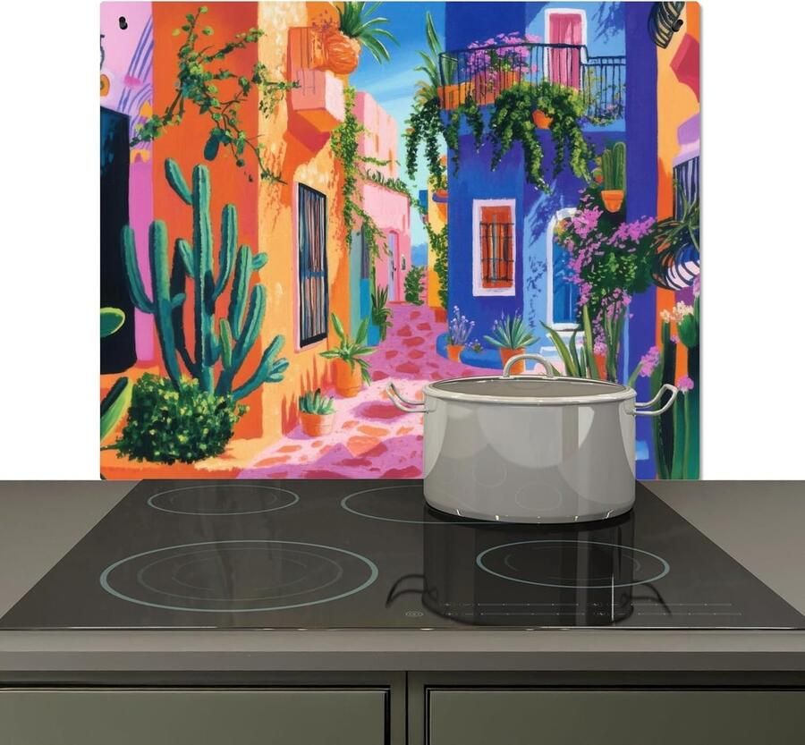 Keuken Spatwand Achterwand Beschermer Schoon Koken Hittebestendig Materiaal 52x59 cm Geel Blauw