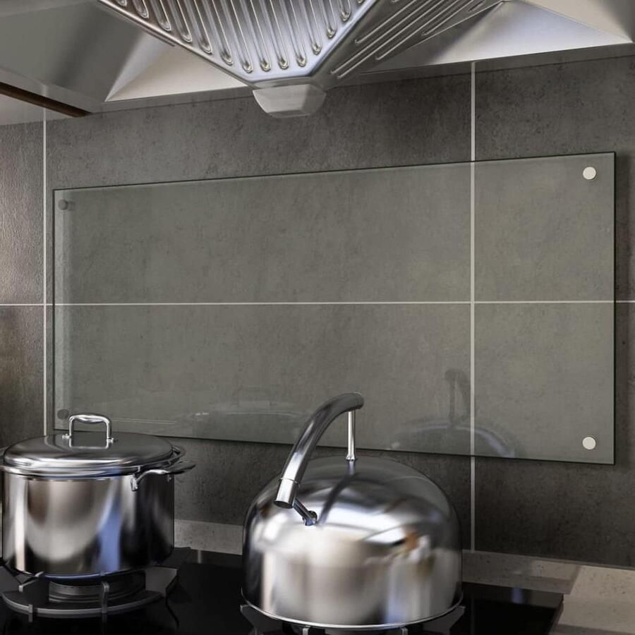 Keuken Spatwand Achterwand Glas Bescherming Kookplaat Gehard Glas 90 x 40 cm Transparant