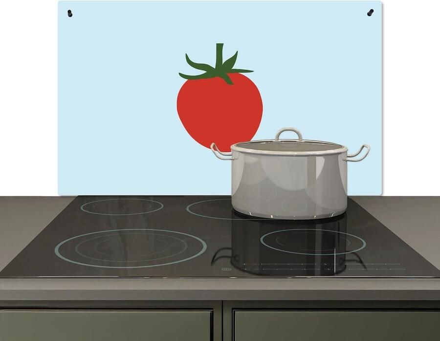 Keuken Spatwand Beschermer Achterwand Kookplaat Beschermen Hittebestendig Aluminium 52x90 cm Rood Tomaat